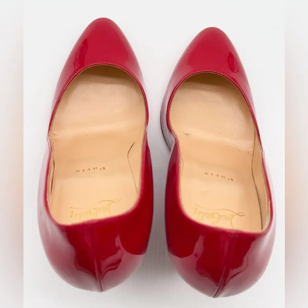 Christian Louboutin Tanja 100 Wedge Heel Pump Patent Leather Red EU 38 US 8